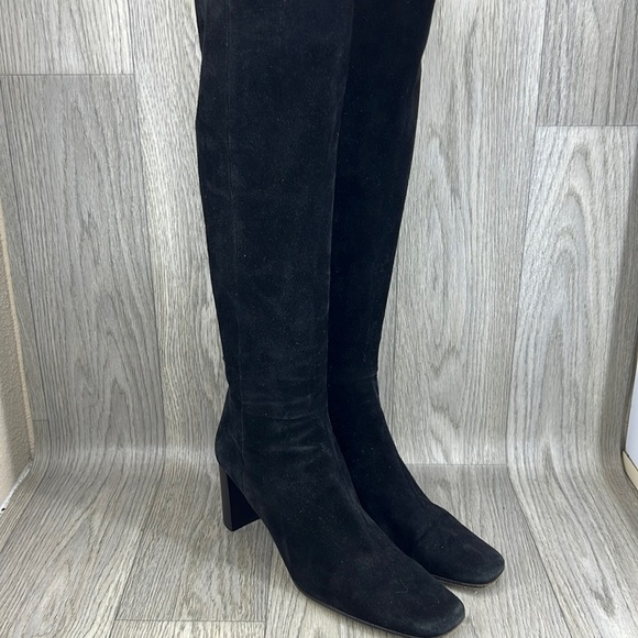 Anne Klein black suede high boots - Picture 1 of 16